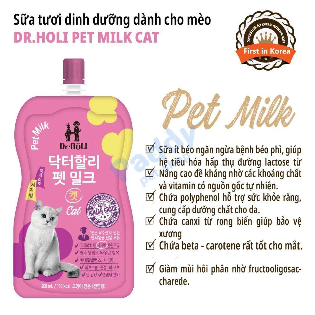 Sữa Tươi Chó Mèo Dr Holi Bổ Sung Dinh Dưỡng 200ml (Hàn Quốc)