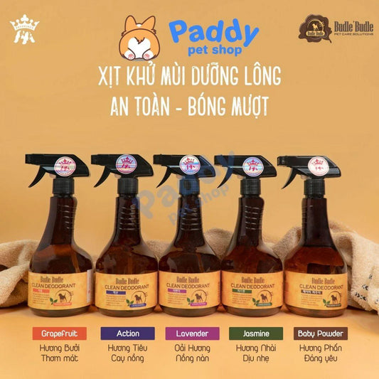 Xịt Khử Mùi Dưỡng Lông Chó Mèo Budle Clean Deodorant 530ml